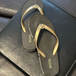 Michael Kors Black and Gold Sandals